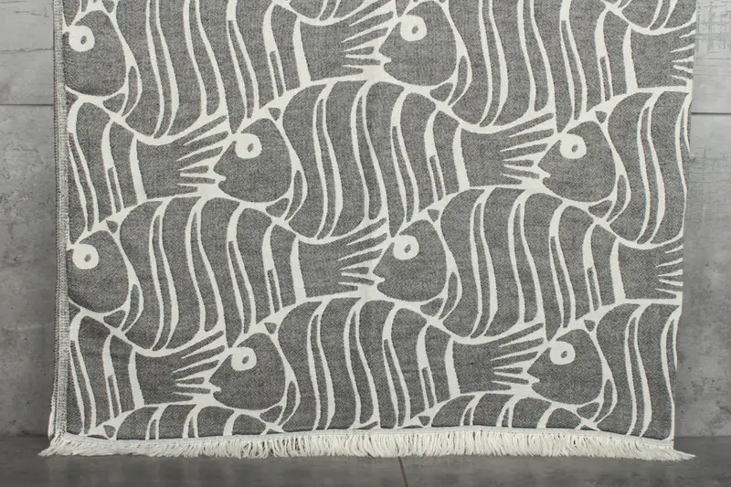 70x60 Cotton Fish Design Towel, Bachelorette Party Favors, Bohemian Bedspread, Organic Throw, Turkish Cotton Blanket, Decorative Blanket, Tablecloth - 1