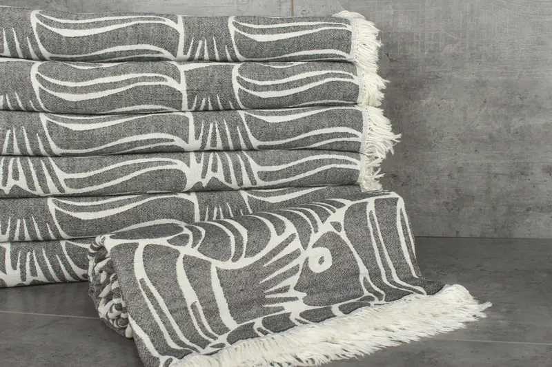 70x60 Cotton Fish Design Towel, Bachelorette Party Favors, Bohemian Bedspread, Organic Throw, Turkish Cotton Blanket, Decorative Blanket, Tablecloth - 3
