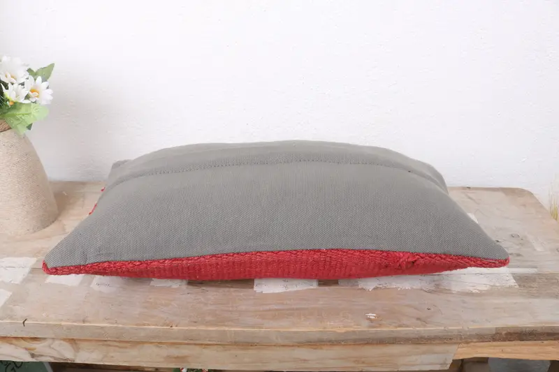 Kilim Cushion Sham, Pillow Cover, Indoor Cushion Case, Pillow for Sofa, 8x16 Red Pillow Sham, Vintage Kilim Throw Pillow, Rustic Cushion Cover - 7