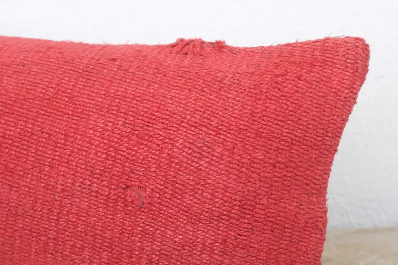 Kilim Cushion Sham, Pillow Cover, Indoor Cushion Case, Pillow for Sofa, 8x16 Red Pillow Sham, Vintage Kilim Throw Pillow, Rustic Cushion Cover - 5