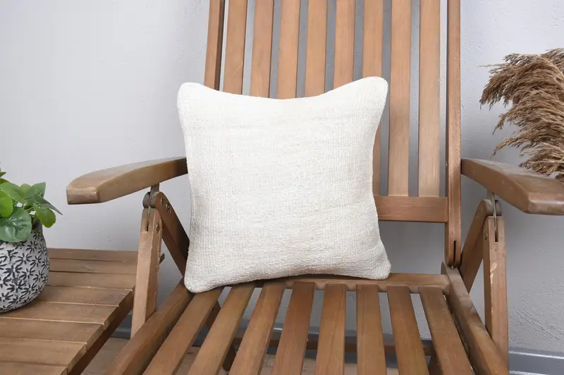 Art Deco Throw Beige Cushion Cover, Woven Gift Small Square Housewarming Gift Cushion - 1