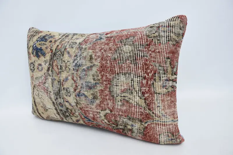 Pillow for Couch, Pillow Sham, Couch Pillow Cover, Accent Throw Pillow, Pillow for Sofa, 16x24 Red Cushion Case, Handmade Kilim Cushion - 4