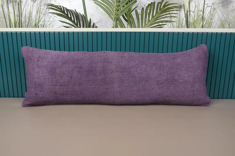 Lila südwestliches besticktes Wurfkissen, 12x36 handgemachtes Leinenkissen