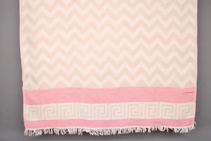 Geometric Towel Organic Cotton Beige Bath Towel, 36x71 Inches