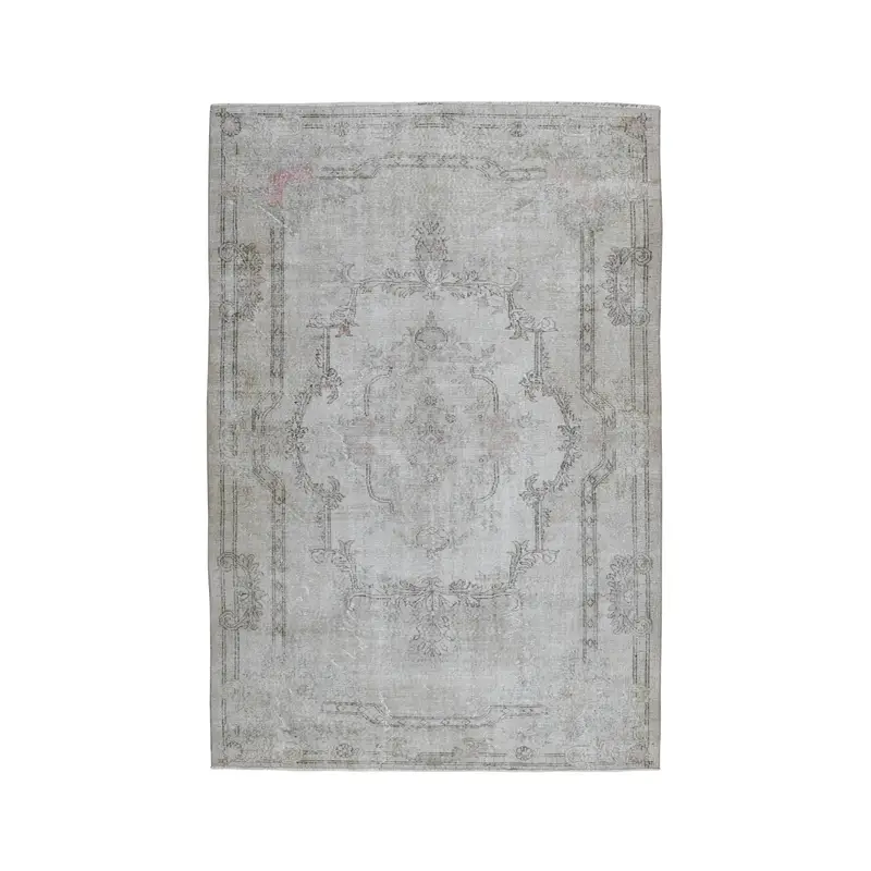 Vintage Oushak Large Rug 6.5x9.7 ft (199x295 cm), Turkish Gray Moroccan Wool Rug - 1