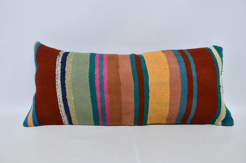 Gift Pillow, 16x36 Red Pillow, Kilim Pillow Cover, One Of A Kind Pillow, Pillow Sham, Garden Pillow, Turkish Kilim Pillow - 1