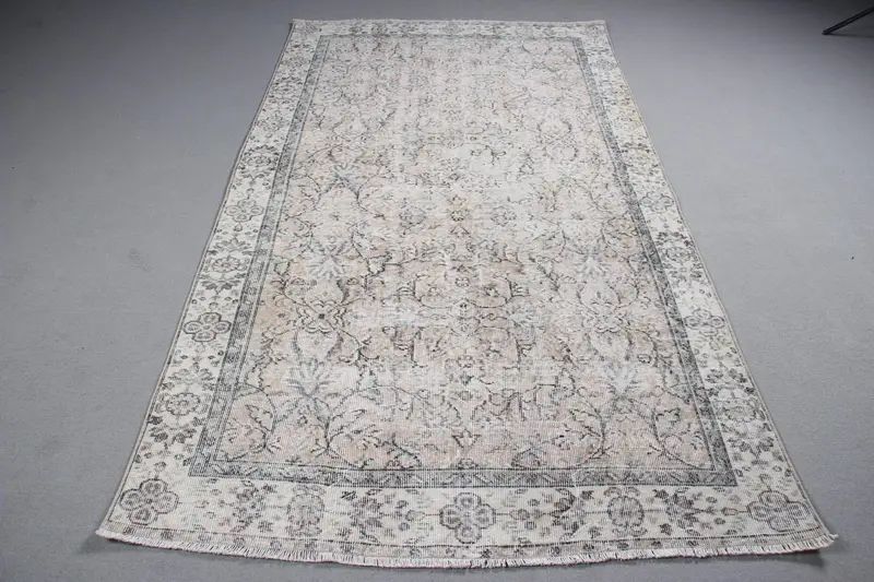 Türk Büyük Halı 4,9x8,4 ft (148x256 cm), Oushak Gri Vintage Halı - 1
