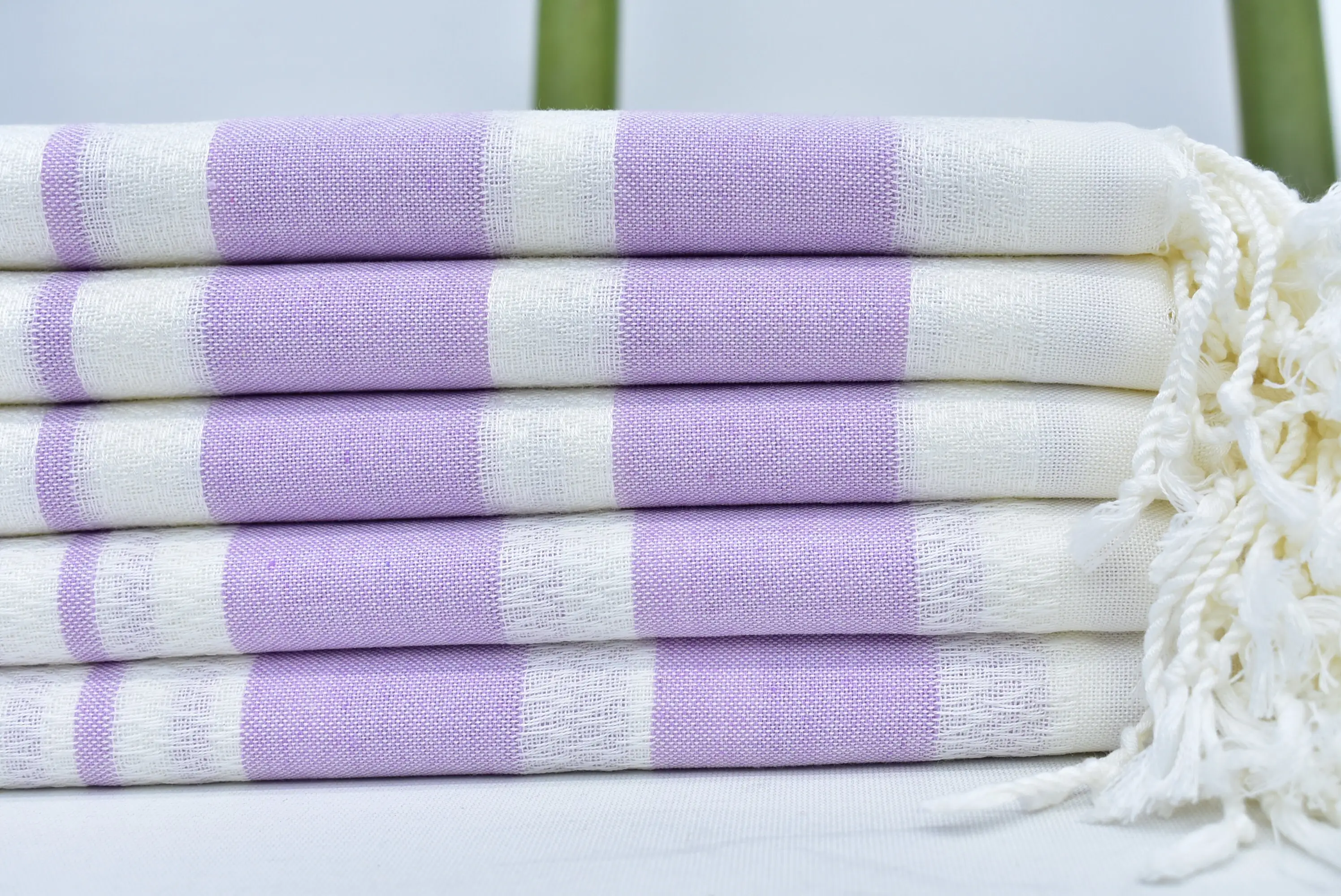 Lilac Striped Personalized Organic Cotton Bath Towel, 70x40 Inches - 1