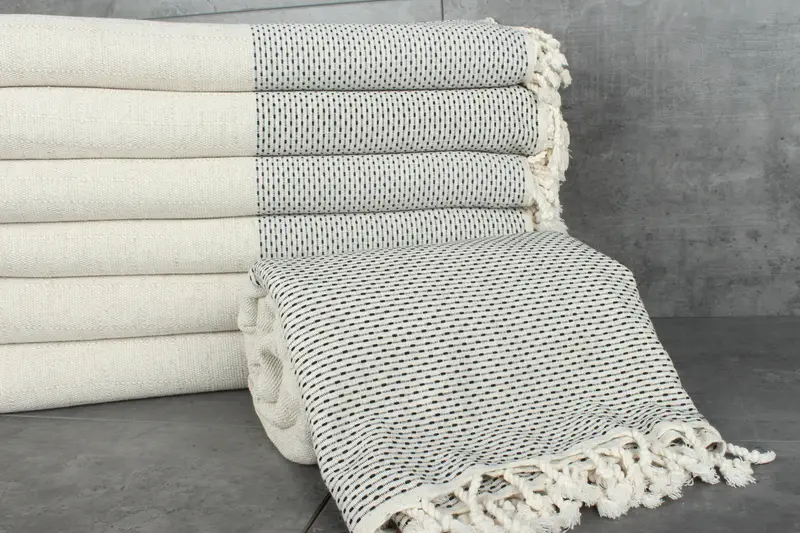 Turkish Blanket, Turkish Cotton Blanket, 96x96 Cotton Polka Dot Towel, Bedspread, Wedding Hand Made Gift, Custom Blanket, Personalized Gift For Her - 2