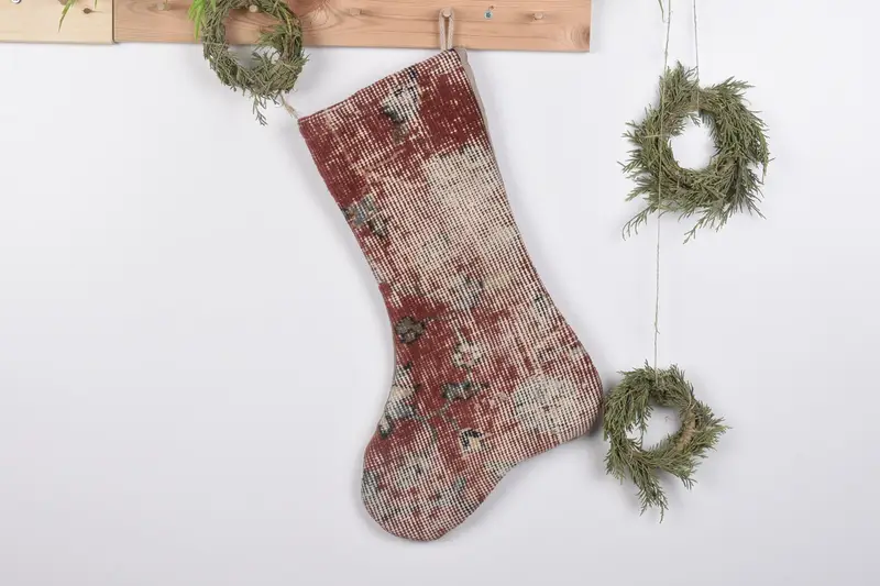 Şenlikli Noel Süsleri Deseni, 19 İnç Boho Noel Çorabı