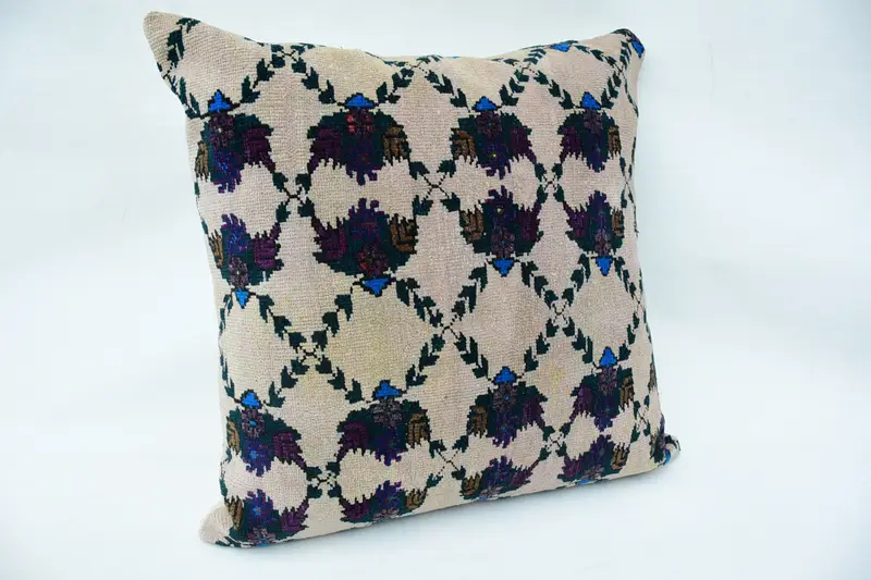 Kilim Pillow Cover, Vintage Pillow Sham, 32x32 Beige Pillow Sham, Cushion, Interior Designer Pillow, Kilim Pillow - 2