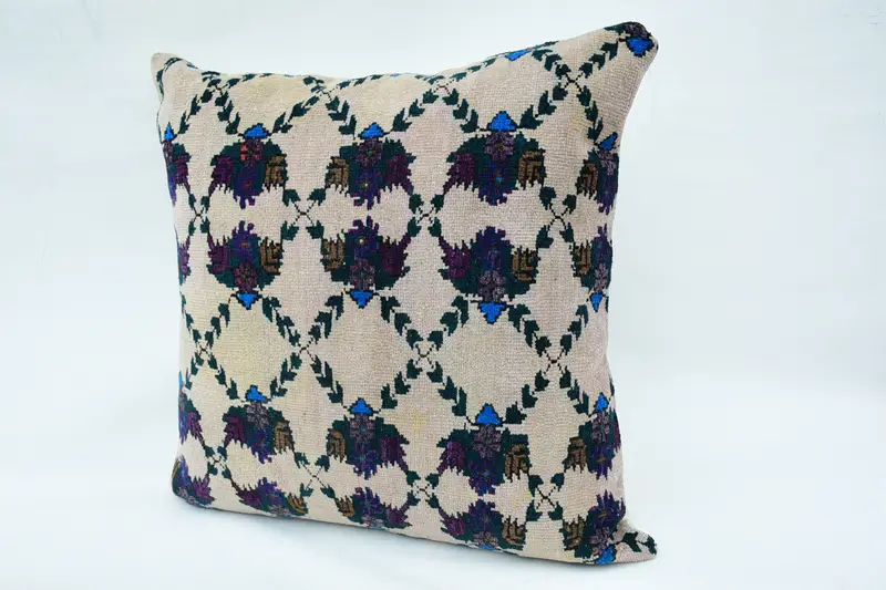 Kilim Pillow Cover, Vintage Pillow Sham, 32x32 Beige Pillow Sham, Cushion, Interior Designer Pillow, Kilim Pillow - 3