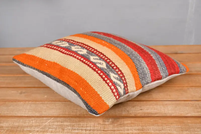 Pillow Case, Decorative Cushion, Vintage Pillow, Vintage Kilim Throw Pillow, 12x12 Red Cushion Case, Interior Designer Pillow - 4