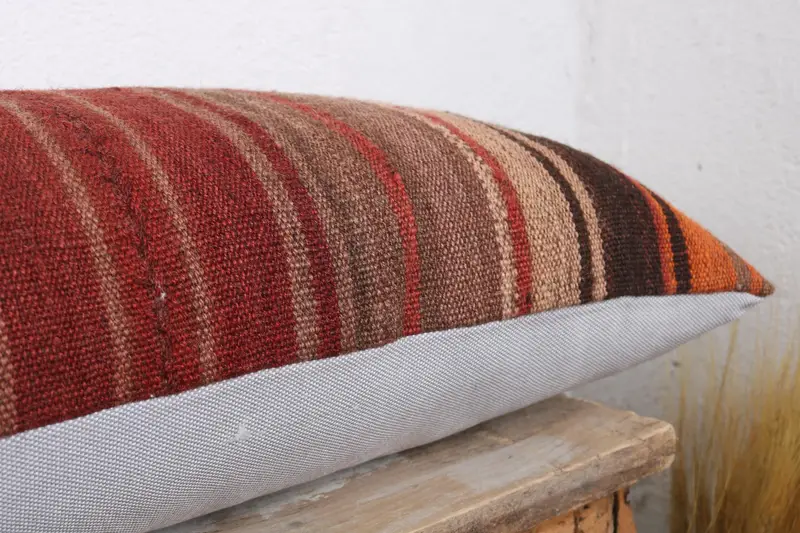 Cushion Case, Kilim Pillow, Tribal Pillow, Kilim Rug Pillow Cover, Gift Pillow, Antique Pillows, 12x36 Purple Cushion, Handmade Rug Seat Cushion - 6