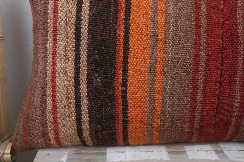 Cushion Case, Kilim Pillow, Tribal Pillow, Kilim Rug Pillow Cover, Gift Pillow, Antique Pillows, 12x36 Purple Cushion, Handmade Rug Seat Cushion - 3