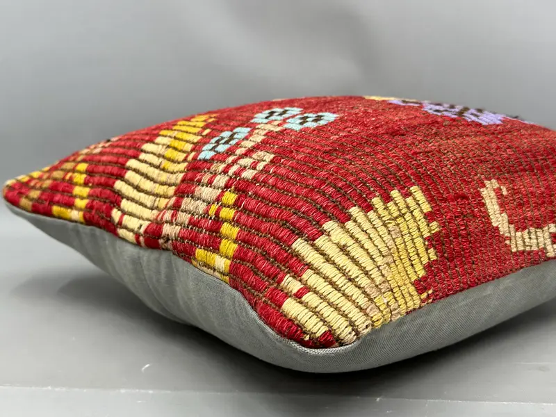 Kilim Pillow Cover, Hippie Throw Cushion Cover, 20x20 Red Pillow Cover, Kilim Pillow, Home Decor Pillow, Bolster Cushion Case, Pillow - 6