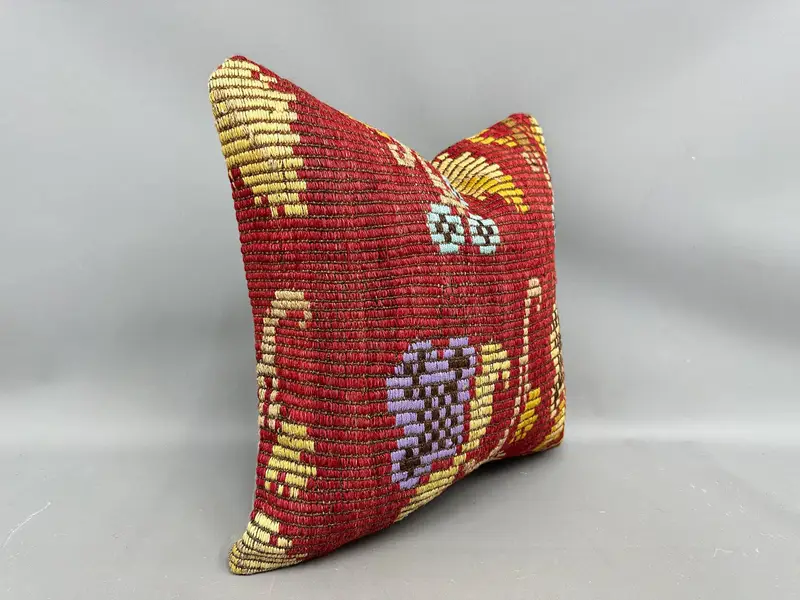 Kilim Pillow Cover, Hippie Throw Cushion Cover, 20x20 Red Pillow Cover, Kilim Pillow, Home Decor Pillow, Bolster Cushion Case, Pillow - 2