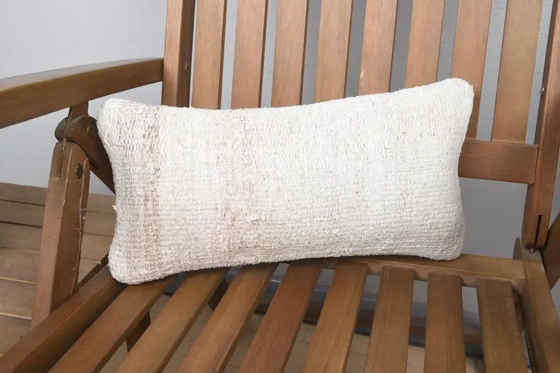 Bohemian Cushion Pillow, Ethnical Kilim Rug Pillow, Antique Pillows, Interior Designer Pillow, Cotton Cushion Cover, 8x16 Beige Cushion, Cushion - 1