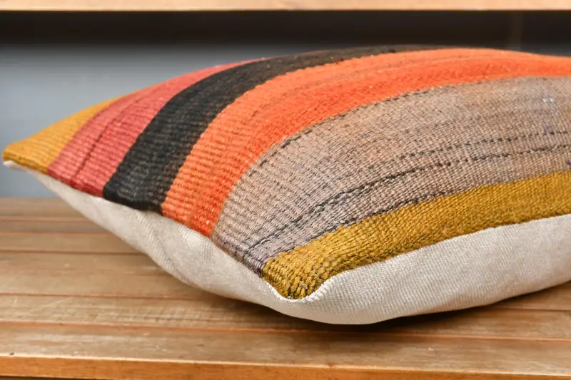 Luxury Cushion, Home Decor Pillow, Boho Pillow Sham Cover, Pillow Case, Luxury Pillow Cover, Turkish Kilim Pillow, 16x24 Orange Pillow Cover - 4