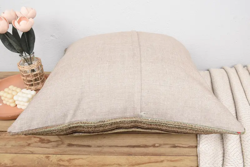 Toss Pillow, Handmade Cushion, Home Decor Pillow, Turkish Pillow, 24x24 Beige Pillow, Throw Kilim Pillow, Outdoor Cushion Cover, Pillow - 6