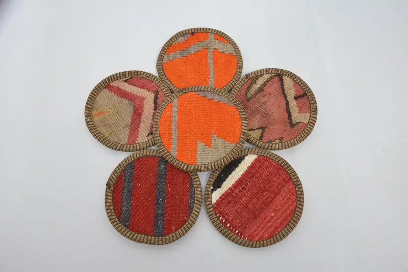 Posavasos de rayas rojas y naranjas, posavasos de mesa tejido duradero