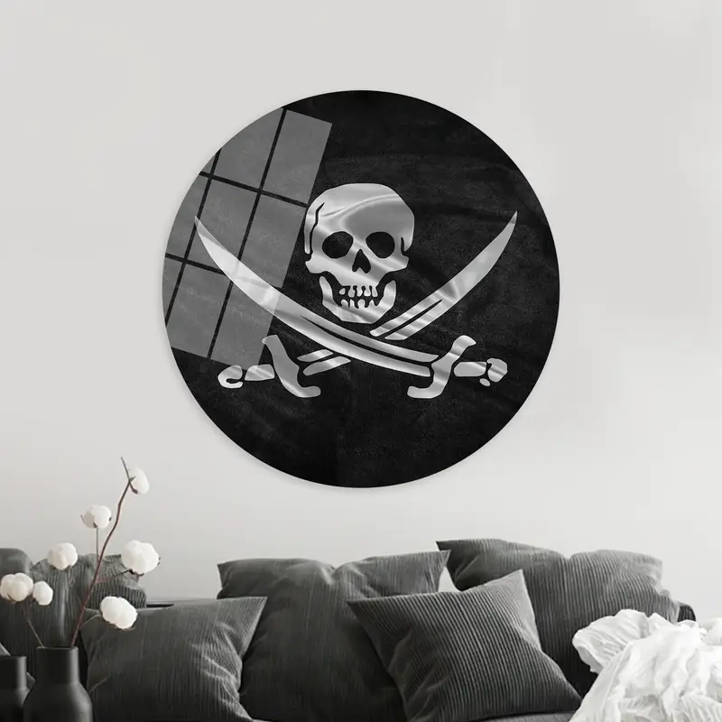 Elegante Leinwand mit schwarzer Perlenflagge – Pirat Jolly Roger Art