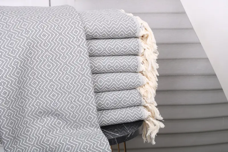 Handmade Personalized Beach Towel Dark Gray Cotton, 38x71 Inches