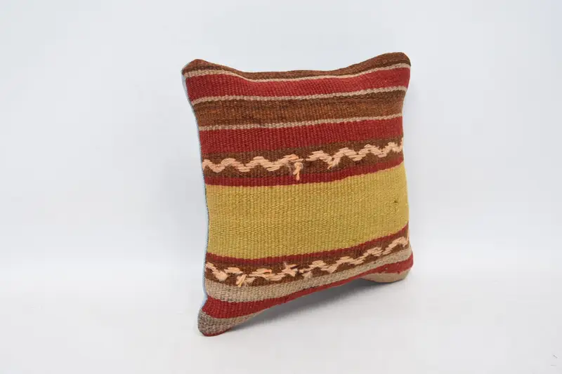 Vintage Pillow, Interior Designer Pillow, Turkish Corner Cushion Cover, 12x12 Red Pillow, Cushion Case, Handmade Kilim Cushion - 3