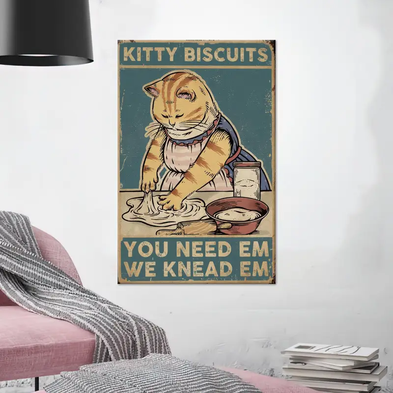 Impresión artística en lienzo: lindo gato chef en la cocina de la panadería