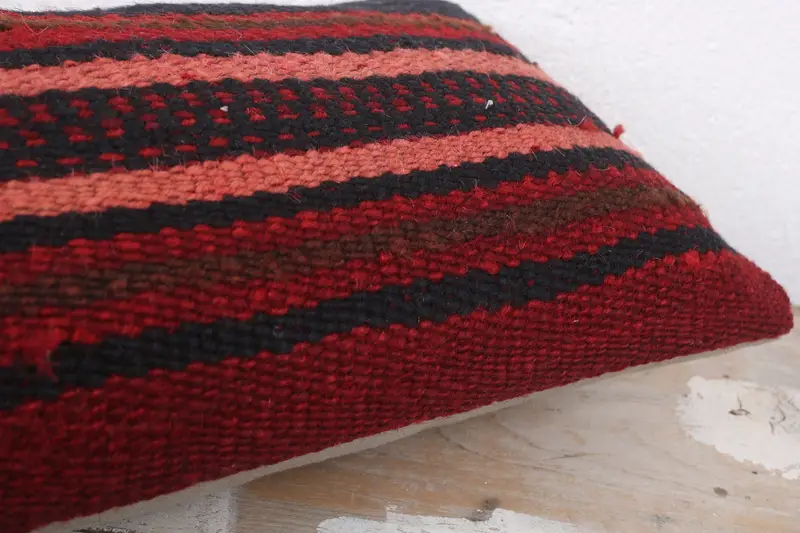 Throw Kilim Pillow, Pillow for Couch, Meditation Cushion Case, 8x16 Red Cushion Cover, Turkish Corner Cushion Case, Kilim Pillow Cover, Pillow Case - 6