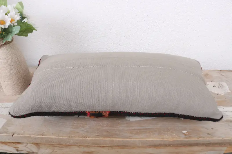 Throw Kilim Pillow, Pillow for Couch, Meditation Cushion Case, 8x16 Red Cushion Cover, Turkish Corner Cushion Case, Kilim Pillow Cover, Pillow Case - 7