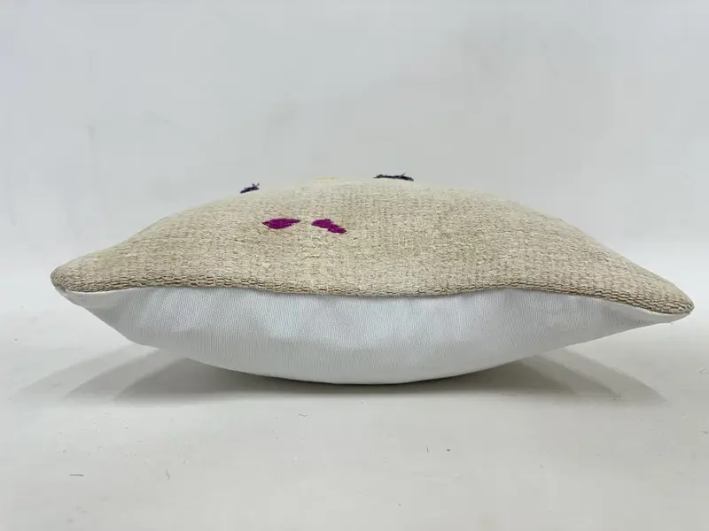 Antique Pillows, Couch Cushion Cover, Interior Designer Pillow, 16x16 Beige Cushion Case, Pillow Case, Handmade Kilim Cushion - 5
