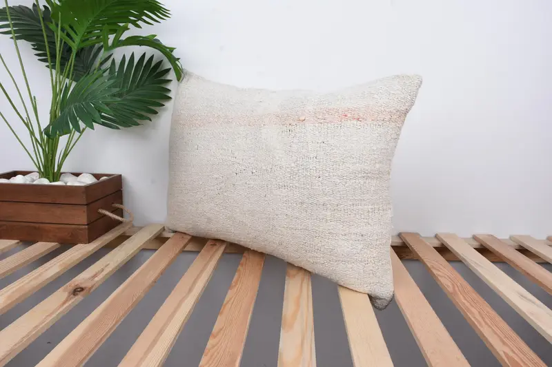 16x24 White Pillow Sham, Handmade Kilim Cushion, Turkish Bench Pillow Case, Vintage Pillow, Shabby Chic Cushion, Pillow, Pillow for Sofa - 5