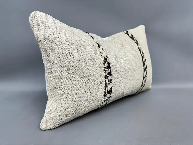 Turkish Pillow, 12x20 Beige Pillow Sham, Pillow, Vintage Kilim Pillow, Home Decor Pillow, Boho Chic Pillow Case, Shabby Chic Cushion Case - 2