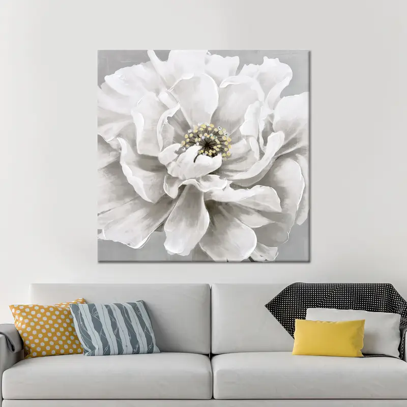 White Wall Decor, Canvas Wall Art, Floral Wall Decor, Modern Canvas Art, Abstract Wall Decor, Luxury Wall Art, Saloon Wall Decoration, - 3