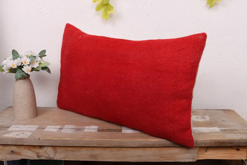 Nomadic Pillow Sham, 12x20 Red Pillow, Cushion Cover, Aesthetic Pillow Case, Vintage Pillow, Kilim Cushion Sham, Couch Cushion, Pillow for Sofa - 4