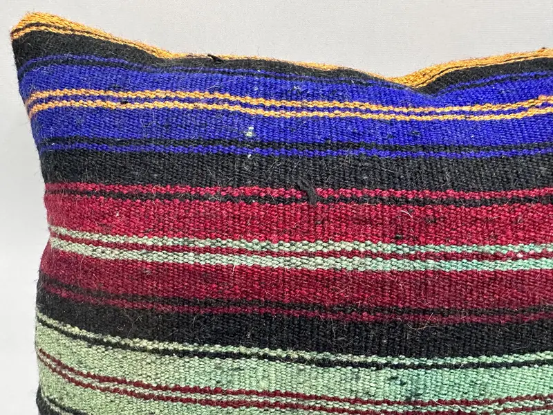 Ethnical Kilim Rug Pillow, Cushion, Interior Designer Pillow, Christmas Cushion, 12x20 Blue Pillow Sham, Turkish Pillow - 5