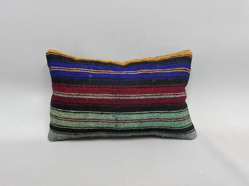 Ethnical Kilim Rug Pillow, Cushion, Interior Designer Pillow, Christmas Cushion, 12x20 Blue Pillow Sham, Turkish Pillow - 4