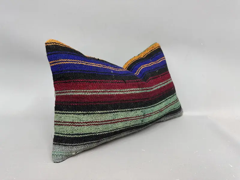 Ethnical Kilim Rug Pillow, Cushion, Interior Designer Pillow, Christmas Cushion, 12x20 Blue Pillow Sham, Turkish Pillow - 2