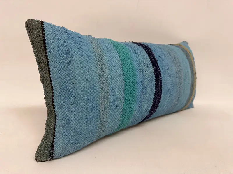 Handmade Pillow Sham, Pillow for Sofa, Cushion Case, Nautical Throw Cushion Case, Home Decor Pillow, Boho Pillow Sham Cover, 12x24 Blue Pillow - 4