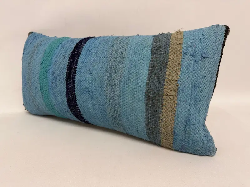Handmade Pillow Sham, Pillow for Sofa, Cushion Case, Nautical Throw Cushion Case, Home Decor Pillow, Boho Pillow Sham Cover, 12x24 Blue Pillow - 3