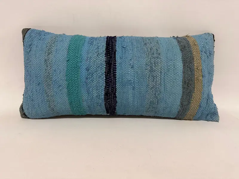 Handmade Pillow Sham, Pillow for Sofa, Cushion Case, Nautical Throw Cushion Case, Home Decor Pillow, Boho Pillow Sham Cover, 12x24 Blue Pillow - 1