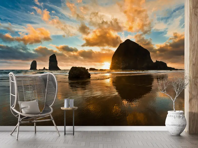 Bedruckte Tapete: Cannon Beach Sunset, Oregon Seascape