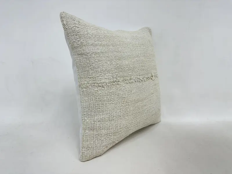 Vintage Kilim Throw Pillow, Vintage Pillow, Cushion Cover, Yoga Pillow Cover, Couch Pillow Sham, 16x16 Beige Cushion Cover, Handmade Kilim Cushion - 3