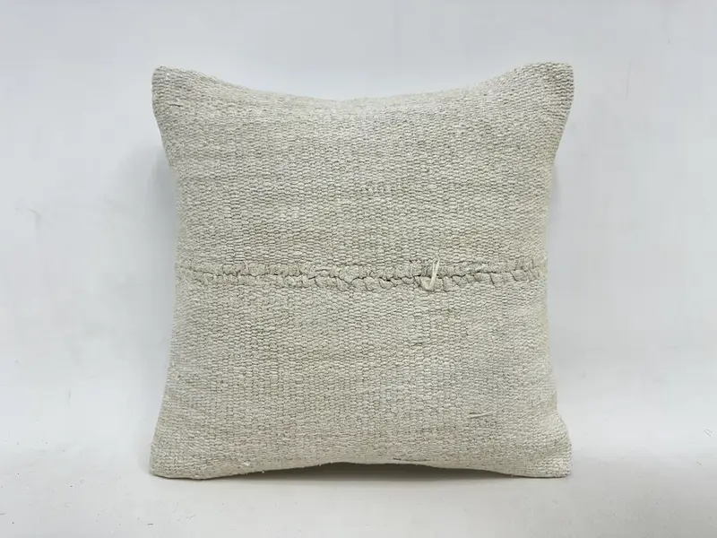Vintage Kilim Throw Pillow, Vintage Pillow, Cushion Cover, Yoga Pillow Cover, Couch Pillow Sham, 16x16 Beige Cushion Cover, Handmade Kilim Cushion - 1