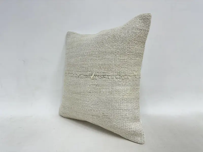 Vintage Kilim Throw Pillow, Vintage Pillow, Cushion Cover, Yoga Pillow Cover, Couch Pillow Sham, 16x16 Beige Cushion Cover, Handmade Kilim Cushion - 4