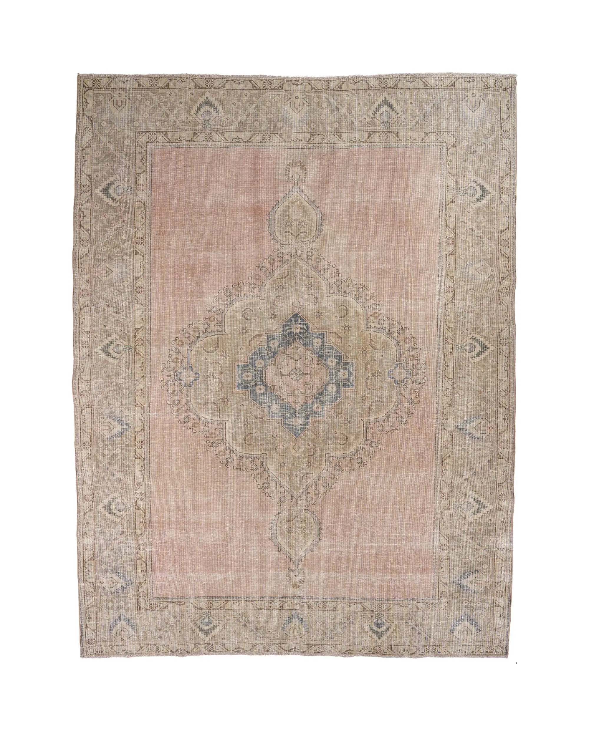 Türkischer Vintage-Teppich, 9,7 x 12,9 Fuß großer Übergröße-Teppich, braun-blauer Wollteppich mit Tiermuster - 1