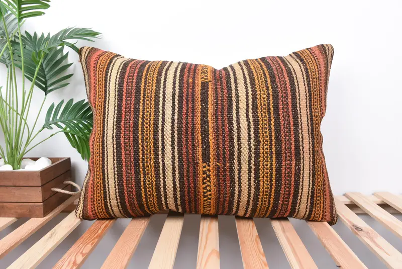 Pillow for Sofa, Shabby Chic Cushion Cover, Pillow, 20x28 Orange Cushion Cover, Boho Pillow Sham Cover, Boho Chic Cushion Case, Vintage Pillow - 1