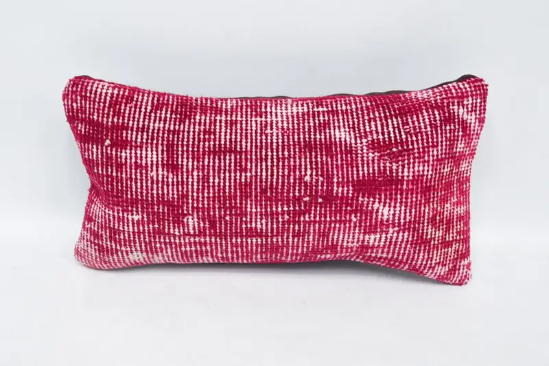 Outdoor Bolster Pillow, Handmade Kilim Cushion, Vintage Kilim Pillow, Pillow Case, 8x16 Red Cushion Case, Vintage Pillow - 1
