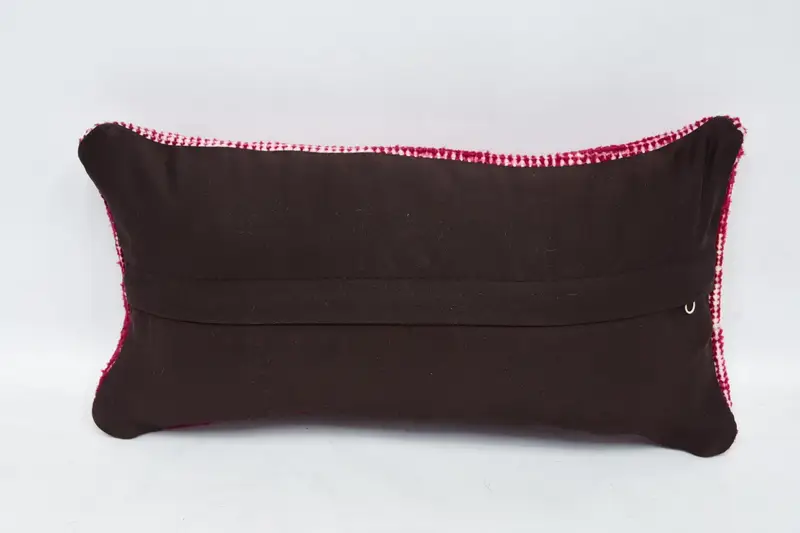 Outdoor Bolster Pillow, Handmade Kilim Cushion, Vintage Kilim Pillow, Pillow Case, 8x16 Red Cushion Case, Vintage Pillow - 6